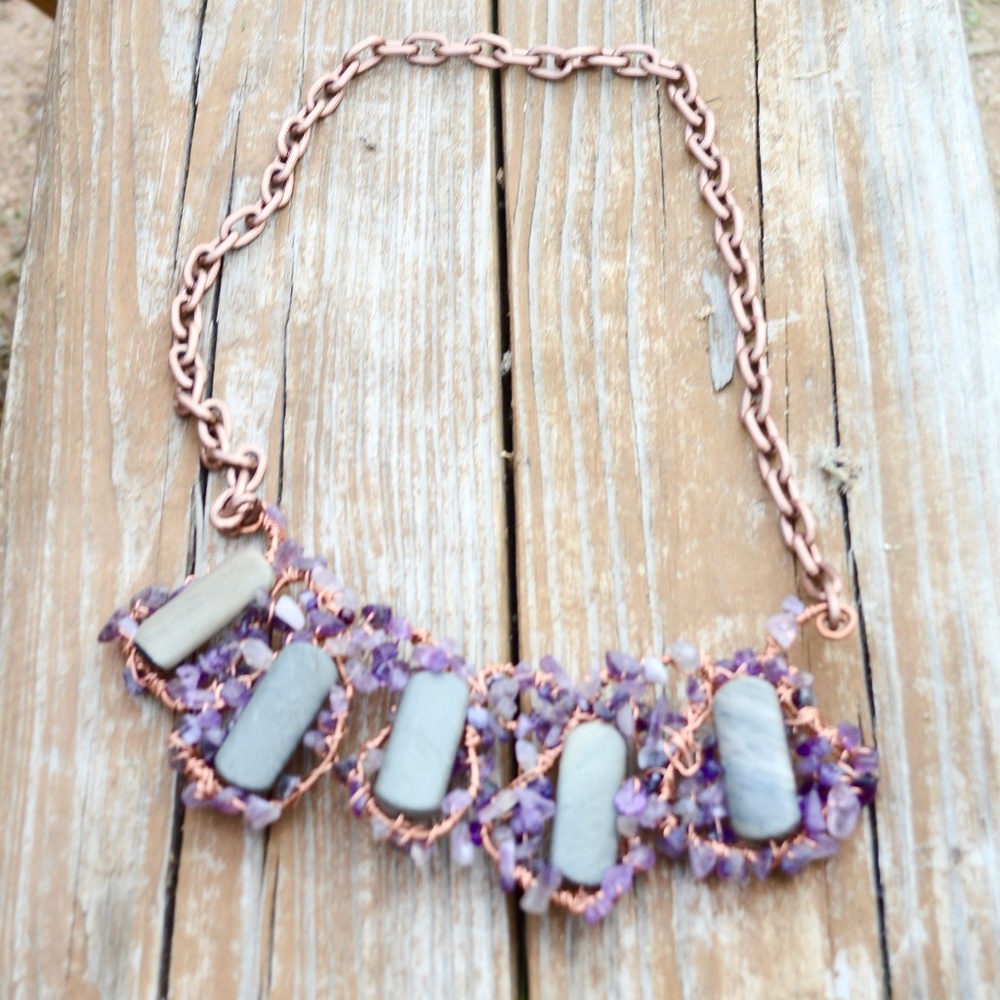 Amethyst Jasper Copper Reiki Bollywood Pendant - Picture 6 of 7